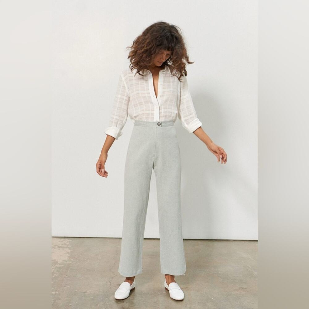 Mara Hoffman Hemp Organic Cotton Arlene Pants Flare Leg Crop Green $362 Size 4